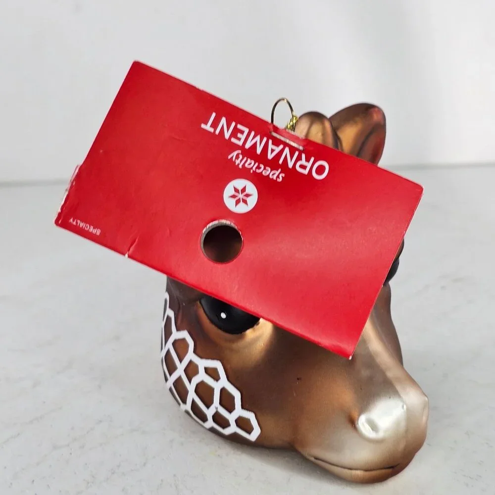 Giraffe Head Glass Christmas Ornament Brown White With Tag Target 2015